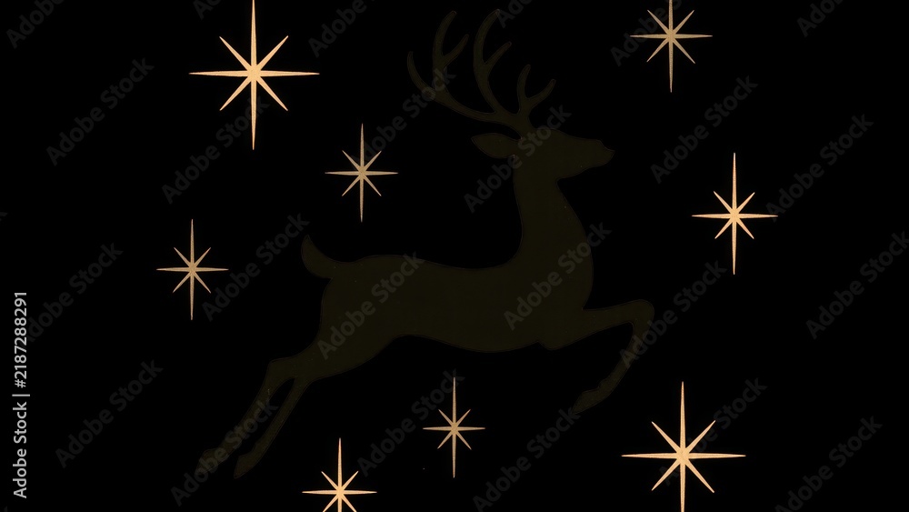 Obraz premium Elegant reindeer silhouette with stars.
