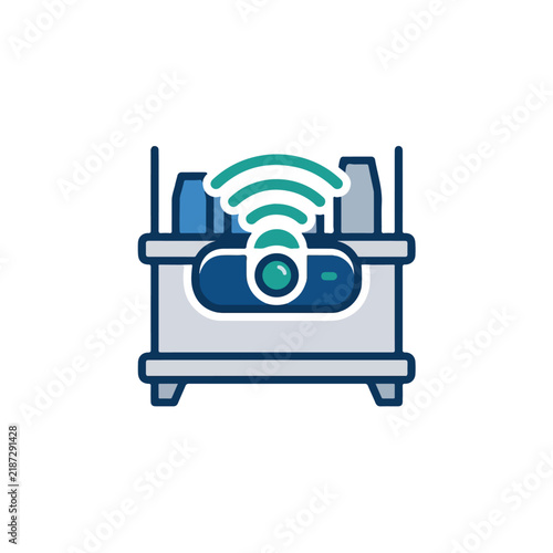 Projector with WiFi Signal Icon Vector Illustration
