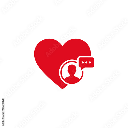 Red Heart with User Profile and Speech Bubble Icon