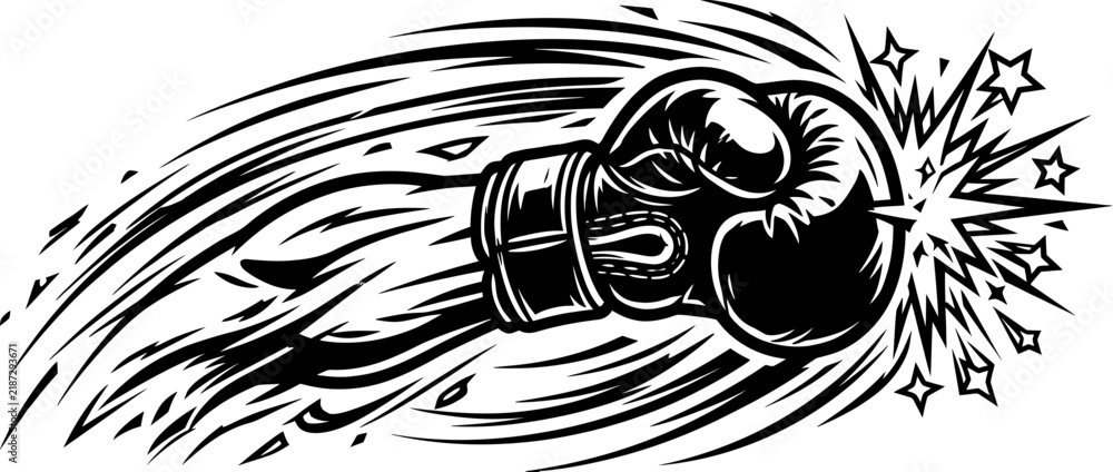 Fototapeta premium Punching Boxing Glove Dynamic Action Isolated