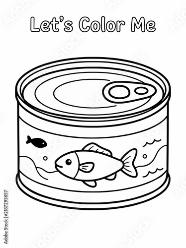 A coloring page on the front page about canned fish as a ready-to-eat meal 