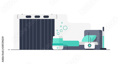 Smart Home Climate Control Illustration featuring Humidifier Heater and Air Quality Sensor