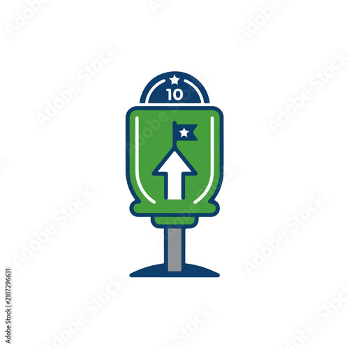 Green Directional Signpost Icon With Arrow Flag And Number 10