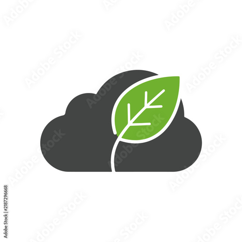 Green Leaf Cloud Computing Icon Vector Illustration