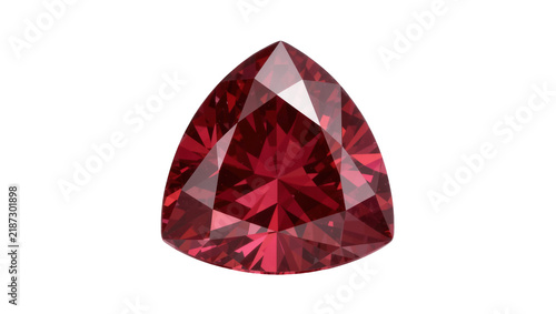 Fotografía Deep red trillion cut gemstone faceted and sparkling, isolated on transparent ba