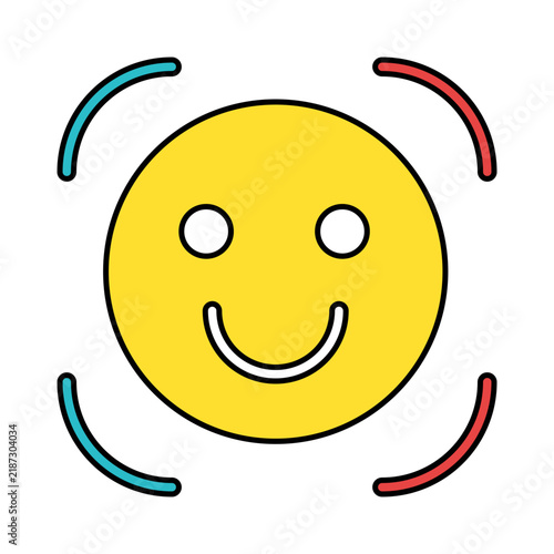 Face detection icon line artificial intelligence facial recognition technology interface. colorful