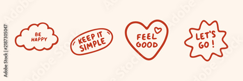 Motivational Phrases And Positive Messages Hand Drawn Doodle Icon Set. Encouragement And Inspiration Sketch Symbol Collection. Wellness And Personal Development Context. Isolated Vector Illustration