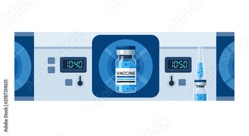 Medical Vaccine Storage and Cold Chain Monitoring Vector Illustration
