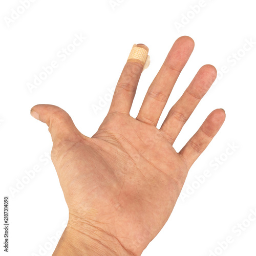 Adhesive bandage finger isolated on white background