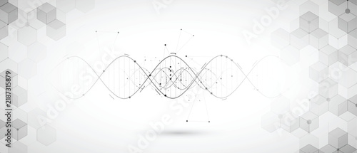 Abstract dna science design, neural pathways background, molecular strands