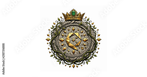  Ornate Vintage Royal Crest Emblem with Crown - Luxury Heraldic Badge Logo