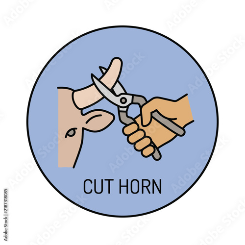 Livestock horn trimming illustration