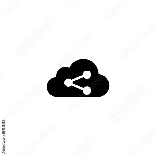 Cloud share icon. Solid black glyph of a shared cloud for file collaboration.