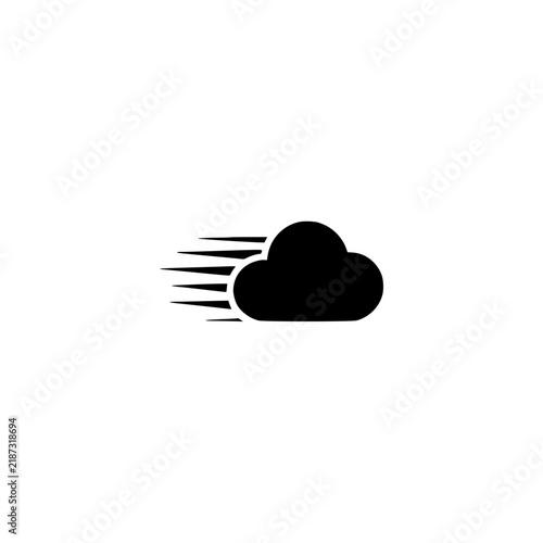 Cloud speed icon. Solid black glyph of a fast cloud for performance and computing.