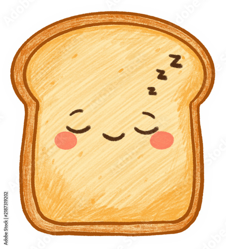 Fotografie Cute Sleepy Toast Bread Kawaii Die Cut Sticker