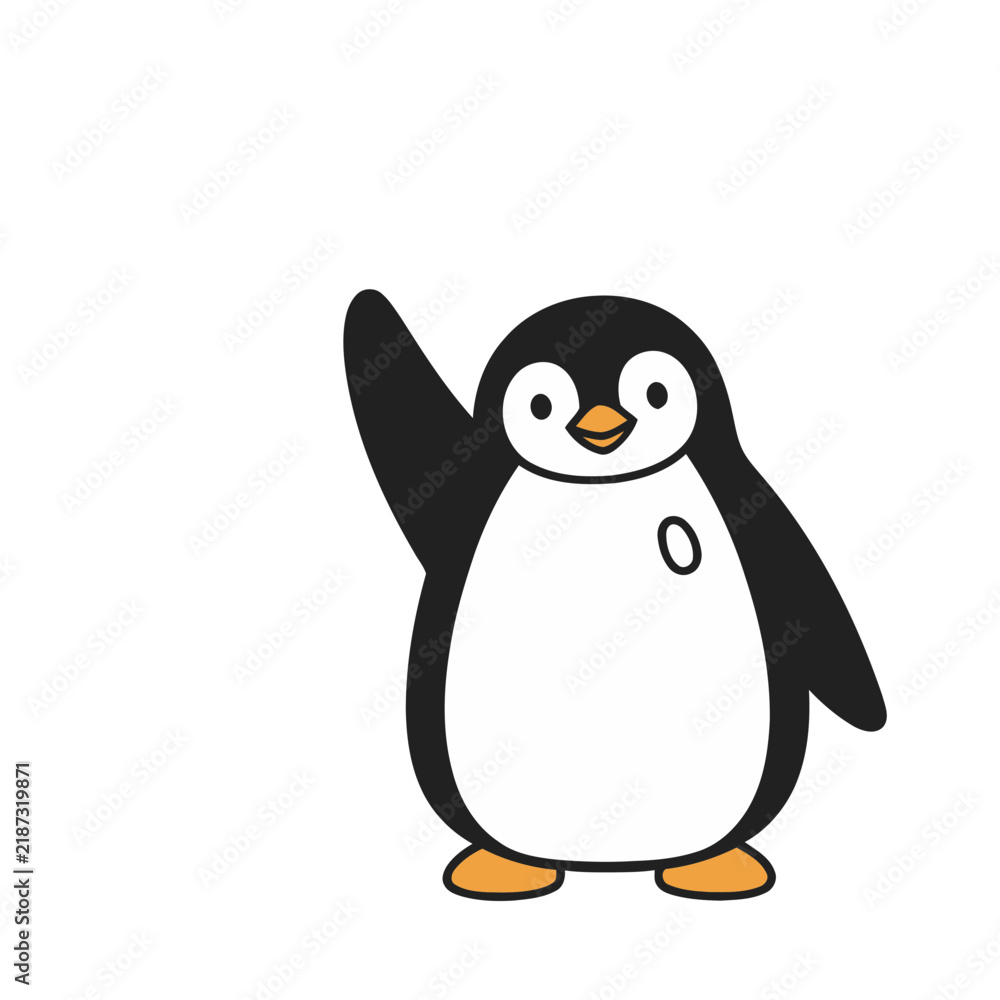 Fototapeta premium Cute cartoon penguin waving