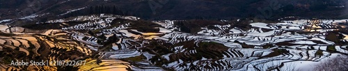 Aerial view of the terraced fields in Yuanyang, Yunnan Province