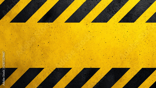 Yellow Safety Warning Background with Black Hazard Stripes and Industrial Copy Space