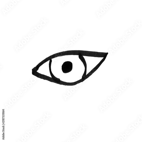 Hand Drawn Eye Doodle Line Art Minimalist Black and White Sketch Illustration