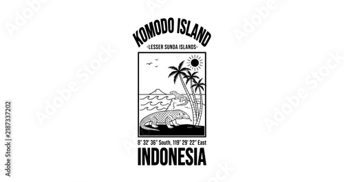 Komodo Island Indonesia Travel Badge - Vintage Palm Beach Logo