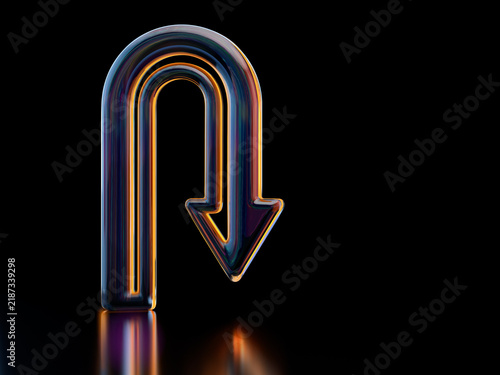 фотографія Turnaround arrow, reversal symbol, change of direction, recovery concept, business strategy