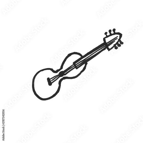 Bild auf Leinwand Ukulele Hand Drawn Line Art – Simple Black and White Music Instrument Sketch Ill