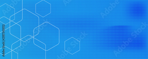 Minimal geometric background with dynamic hexagon lines and halftone dots