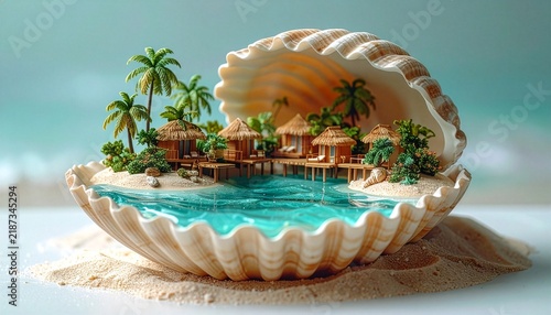 Giant Seashell Lagoon Resort Miniature Background