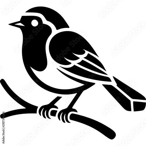 Perched Robin Bird Black Glyph Icon