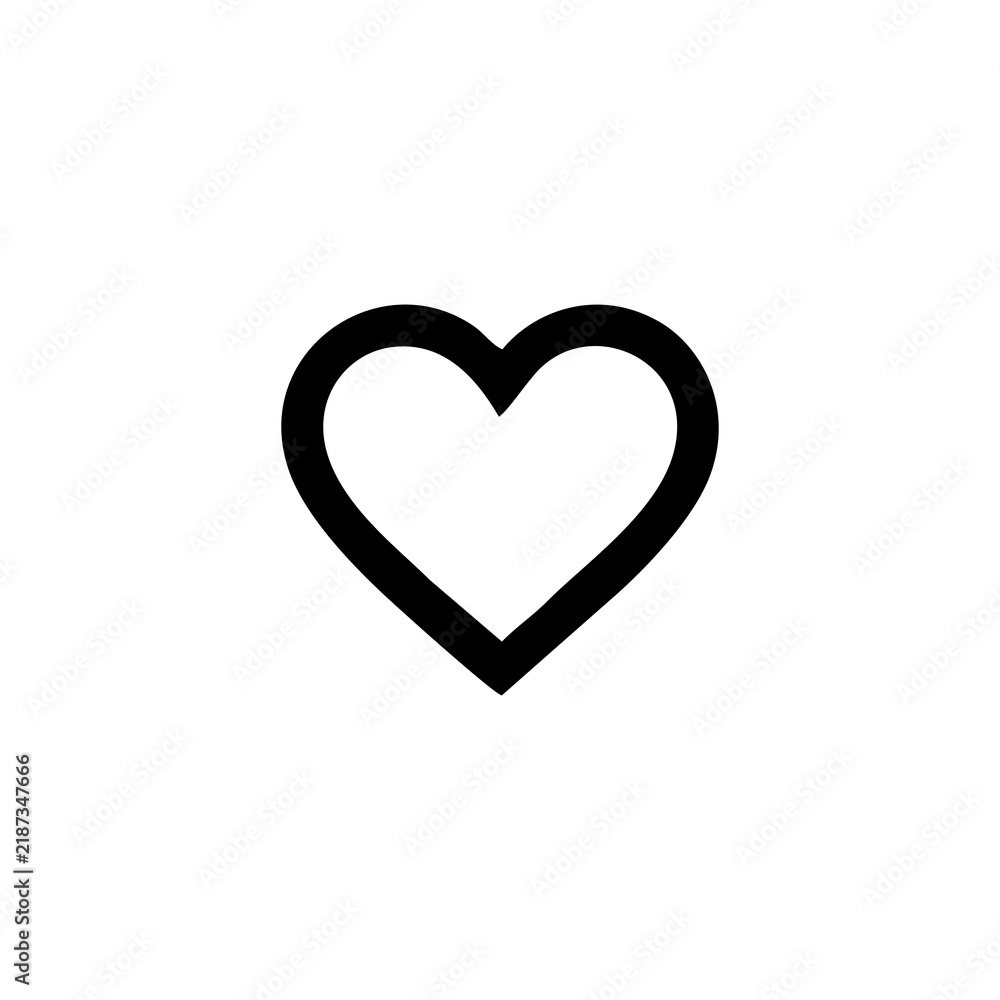 Fototapeta premium Simple black outline of a heart shape icon on a white background.