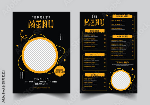 Food Restaurant Menu Template in Black and Yellow