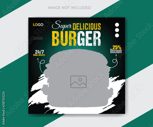 Super Delicious Burger Social Media Post Template Green