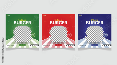 Delicious Burger Social Media Post Template Set