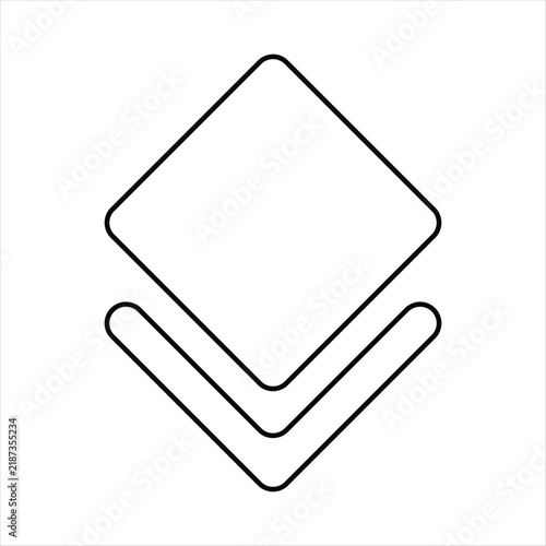 Minimal Downward Chevron Arrow Icon Outline on White Background