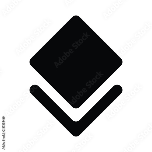 Bold Downward Chevron Arrow Icon with Diamond Shape