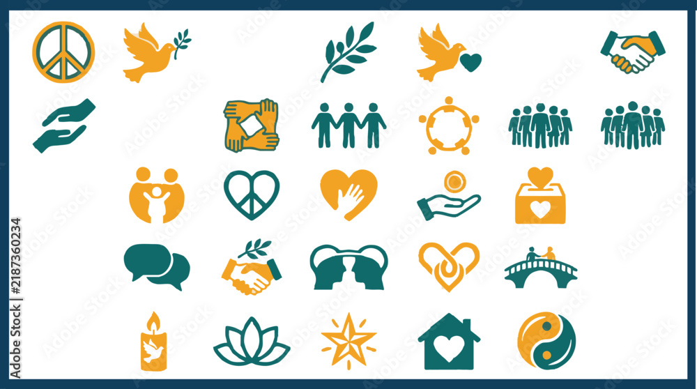 Fototapeta premium Community Diversity and Social Responsibility Icon Set
