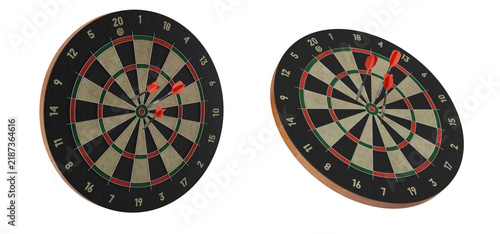 Vintage Dartboard isolated on white