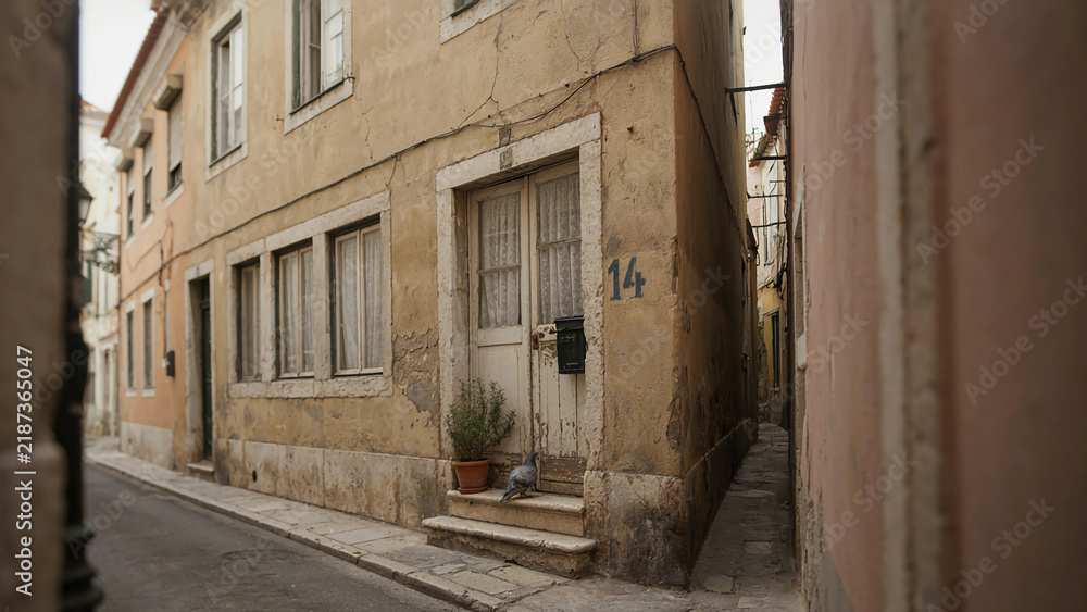 Fototapeta premium architecture, city, building, house, town, old, narrow, europe, stone, alley, spain, ancient, village, travel, urban, arch, cobblestone, wall, window, road, historic, door, medieval, france