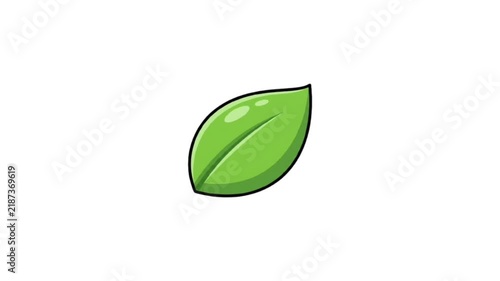 Animated Green Leaf Cartoon on white Background