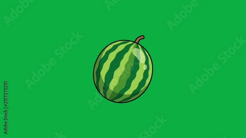 Animated Cartoon Watermelon on Green Screen Background