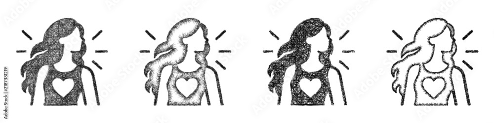 Fototapeta premium Monochrome sketch personal expression icon design set