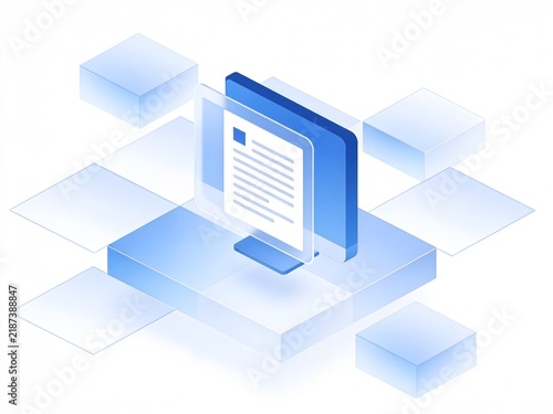 Blue abstract digital document icon