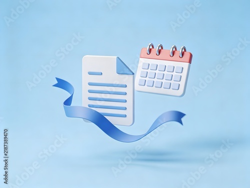 Document and calendar with ribbon