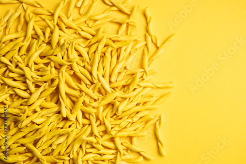 Traditional Lemon Pasta on yellow background