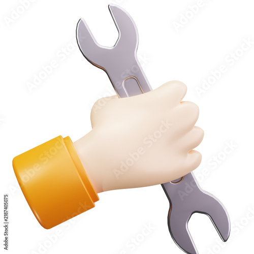 Hand Holding Wrench 3D Illustrations
