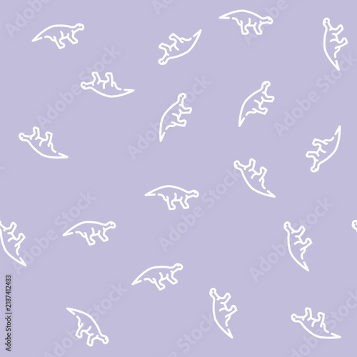 Bild auf Leinwand iguanodon dinosaur line seamless pattern iguanodon dinosaur thin line illustrati