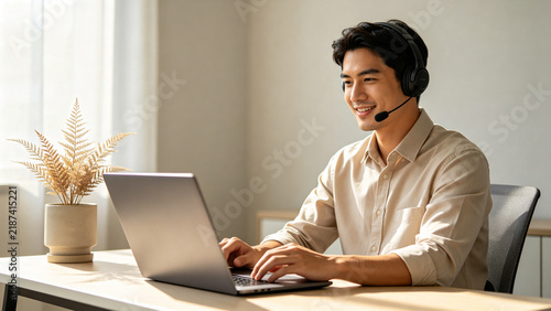Plakat man working on laptop