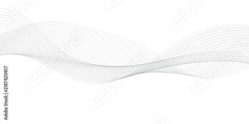 Futuristic black wave line design with dynamic flowing curves, glowing gradient effect, digital frequency tracks, technology concept, sound waves, data science and abstract vector background