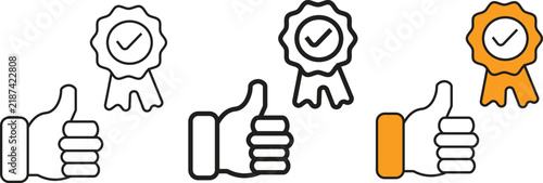 Best Quality Assurance Certificate and Customer Satisfaction Approval and Award Ribbon Vector Icons Collection.