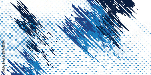 Abstract Blue and White Grunge Background with Halftone Style. Brush Stroke Illustration for Banner, Poster. Sports Background. vector illustration art